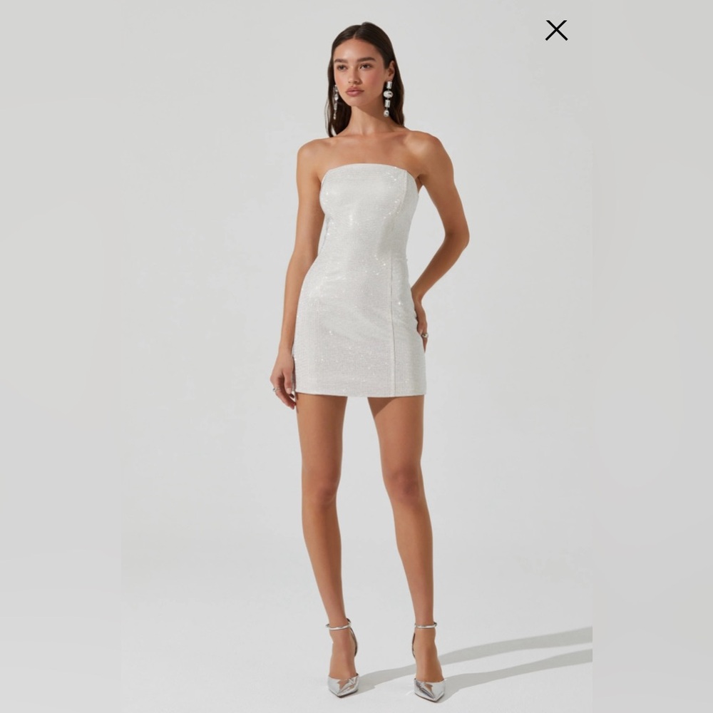 White Mira Rhinestone Mini Dress